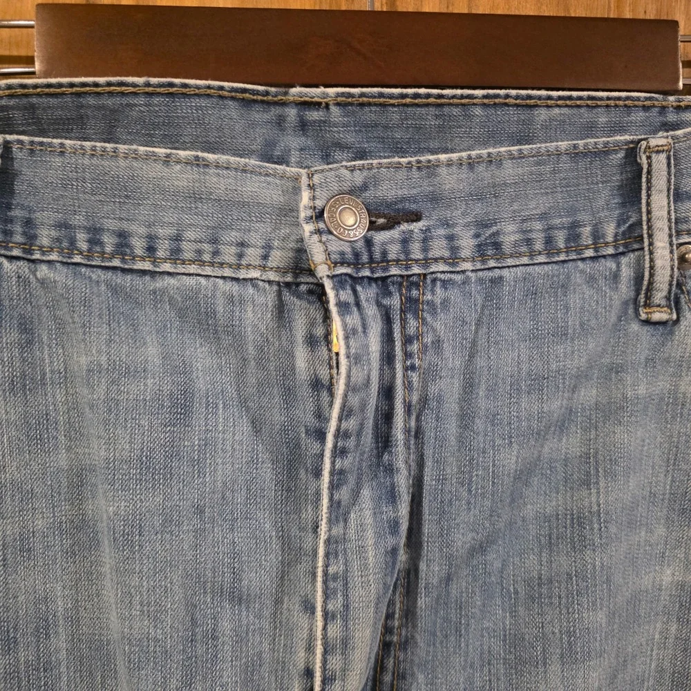 Levi 569 Loose Straight Jeans Mens 42x30 Light‎ Wash Blue Good Denim Pants